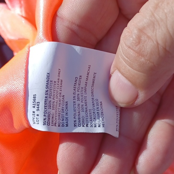 Betsy & Adam Beaded Evening Gown – Size 8, Dark Navy W/ Orange Lining, Side Zip - Picture 9 of 10